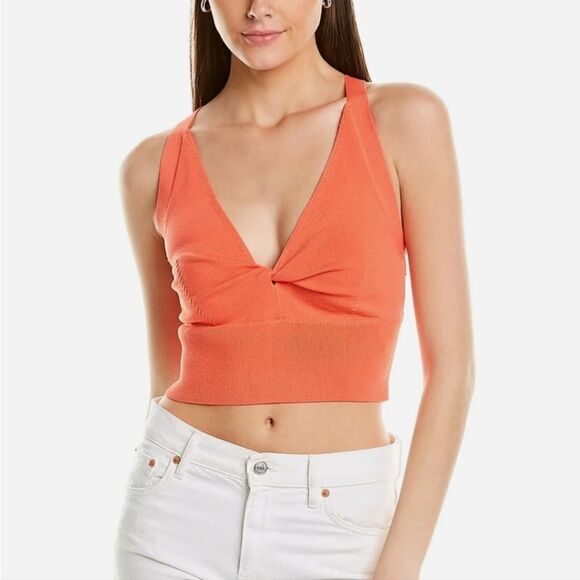 Nicole Miller Twist Front X Back Top in Watermelon - Picture 1 of 5